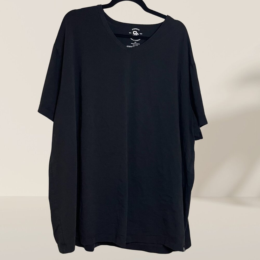 Strongsize Black V-Neck T-Shirt Big & Tall Size 4XL / 4TG